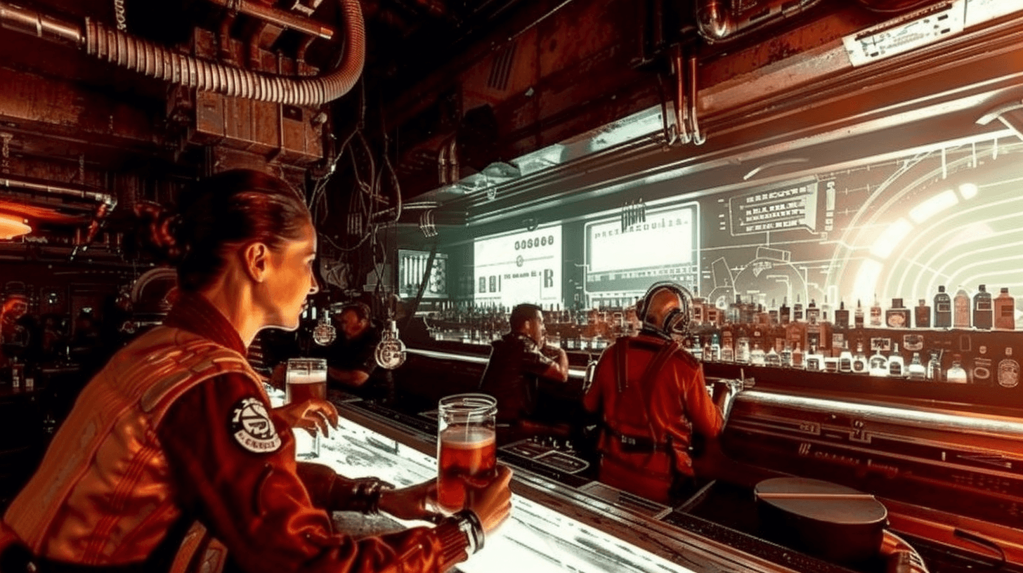 Massive cyberpunk bar